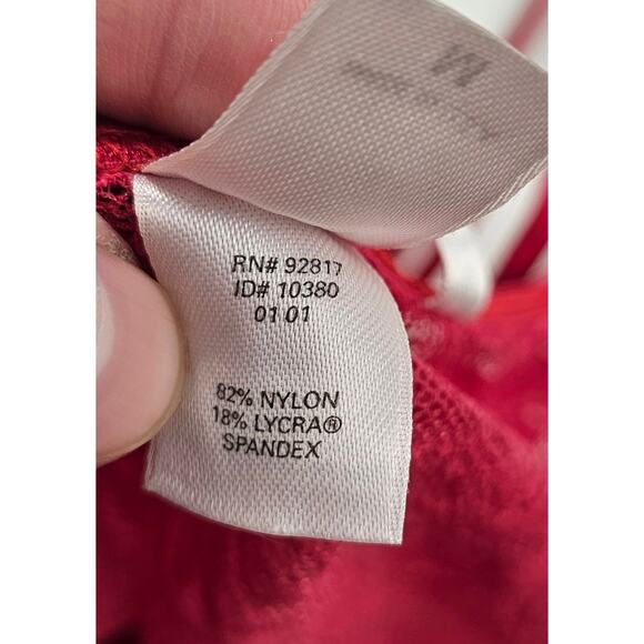 Victoria's secret sexy lace cami teddy lingerie red lycra blend made in USA sz M - Picture 4 of 7